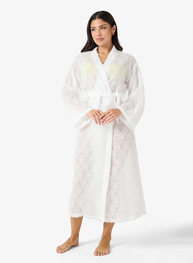 جينجر روب شاطئ بتفاصيل كشكش للأطفال - Image 4